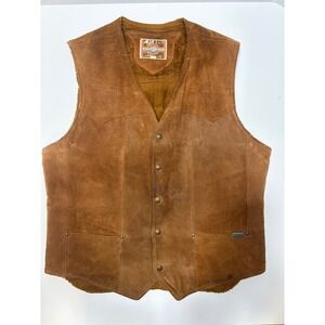 Vintage Pioneer Wear Mens Brown Leather/Sherpa Lined Vest Western Cowboy Size 42